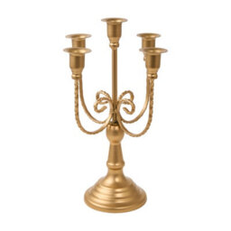 Living And Home 2 Pack Golden 5 Arm Vintage Candelabra Iron Candle Holders For Taper Candles Wedding Table Centerpiece - thumbnail 5