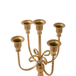 Living And Home 2 Pack Golden 5 Arm Vintage Candelabra Iron Candle Holders For Taper Candles Wedding Table Centerpiece - thumbnail 7