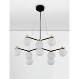Luminosa Lighting Luminosa Ovalino Multi Arm Pendant Ceiling Light Opal, Satin Gold, Matt Black Led G9 10X5W - thumbnail 3