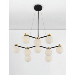 Luminosa Lighting Luminosa Ovalino Multi Arm Pendant Ceiling Light Opal, Satin Gold, Matt Black Led G9 10X5W - thumbnail 4
