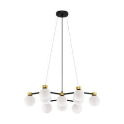 Luminosa Lighting Luminosa Ovalino Multi Arm Pendant Ceiling Light Opal, Satin Gold, Matt Black Led G9 10X5W