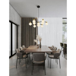 Luminosa Lighting Luminosa Ovalino Multi Arm Pendant Ceiling Light Opal, Satin Gold, Matt Black Led G9 10X5W - thumbnail 2