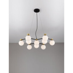 Luminosa Lighting Luminosa Ovalino Multi Arm Pendant Ceiling Light Opal, Satin Gold, Matt Black Led G9 10X5W - thumbnail 5