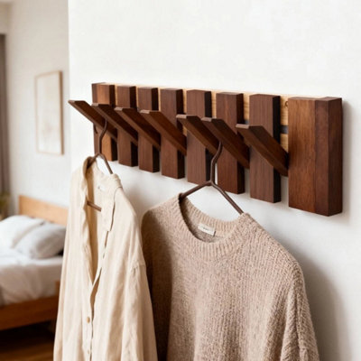Walnut Colour Piano Key Coat Hook Rack Coat Hooks - image 1