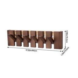 Walnut Colour Piano Key Coat Hook Rack Coat Hooks - thumbnail 2