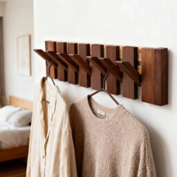 Walnut Colour Piano Key Coat Hook Rack Coat Hooks - thumbnail 5