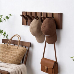 Walnut Colour Piano Key Coat Hook Rack Coat Hooks - thumbnail 3