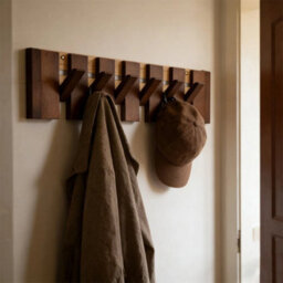 Walnut Colour Piano Key Coat Hook Rack Coat Hooks - thumbnail 4