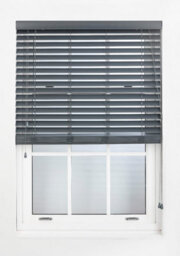 Furnished Made To Measure Faux Wood Venetian Blinds - Dark Grey 50mm Slats Blinds For Windows And Doors (W)210Cm (L)150Cm - thumbnail 4