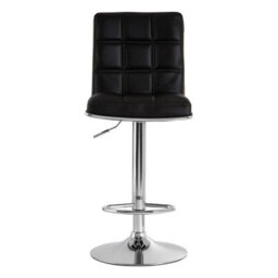 Orsina Black Faux Leather Bar Chair, Backrest Breakfast Bar Chair, Footrest Living Bar Chair Kitchen - thumbnail 1
