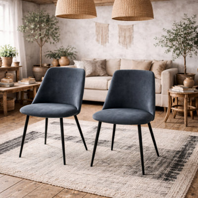 Wyld Haus Set Of 4 Svendborg Grey Upholstered Dining Chairs With Black Metal Legs - image 1