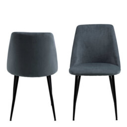 Wyld Haus Set Of 4 Svendborg Grey Upholstered Dining Chairs With Black Metal Legs - thumbnail 3