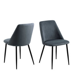 Wyld Haus Set Of 4 Svendborg Grey Upholstered Dining Chairs With Black Metal Legs - thumbnail 2