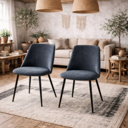 Wyld Haus Set Of 4 Svendborg Grey Upholstered Dining Chairs With Black Metal Legs - thumbnail 1