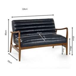 Oakham Marshall 2 Seater Sofa In Black Faux Leather - thumbnail 6