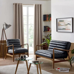 Oakham Marshall 2 Seater Sofa In Black Faux Leather - thumbnail 5