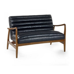 Oakham Marshall 2 Seater Sofa In Black Faux Leather - thumbnail 1