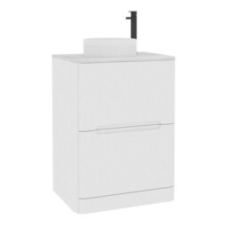 Royal Bathrooms Venice 600mm Gloss White Freestanding Bathroom Countertop Vanity Unit 2 Drawer With Round Basin - thumbnail 7