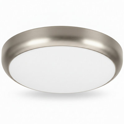 HARLED Halo Bulkhead Satin Nickel Standard Ceiling Light/wall Light Ip65 Switchable Wattage 12W-15W-18W - image 1