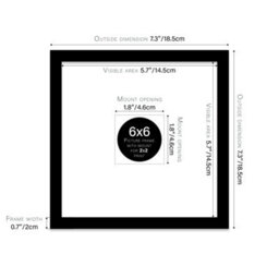 "6X6"" Black Picture Frame - 6X6"" Square Frame With 2X2"" Mount For 6X6""/2X2"" Pictures Art Deco Style Room Decor, 1 Pack" - thumbnail 2