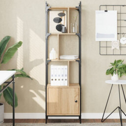 Berkfield Bookcase With Door Sonoma Oak 44.5X30X154.5 Cm Engineered Wood