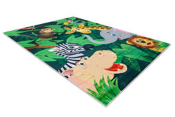 RugsX Bambino 2705 Washing Carpet Animals, Africa For Children Anti-Slip - Green Brown  80X150 Cm - thumbnail 3