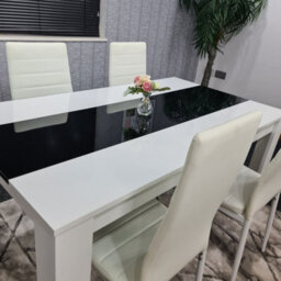 Kitchen Dining Set For 4 Wooden Dining Table And 4 White Chairs Dining Set For 4 Kosy Koala - thumbnail 6