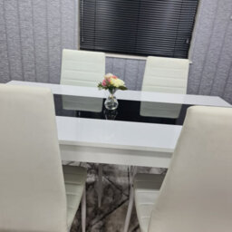 Kitchen Dining Set For 4 Wooden Dining Table And 4 White Chairs Dining Set For 4 Kosy Koala - thumbnail 8