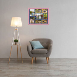 AK Frames 20X16 Pastel Pink Modern Multi Photo Frame With Blue Mount - Holds 9 Apertures (2X) 7X5, (7X) 6X4 Photos - thumbnail 3