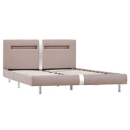 Berkfield Bed Frame With Led Cappuccino Faux Leather 135X190 Cm 4Ft6 Double - thumbnail 3