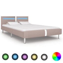 Berkfield Bed Frame With Led Cappuccino Faux Leather 135X190 Cm 4Ft6 Double - thumbnail 1