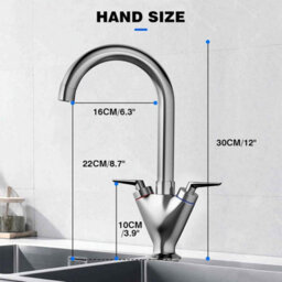 Twin Lever Mixer Tap For Kitchen Bathroom Sink Faucet Sink Tap Hot & Cold Mixer Dual Levers Modern Design With Hoses - thumbnail 2
