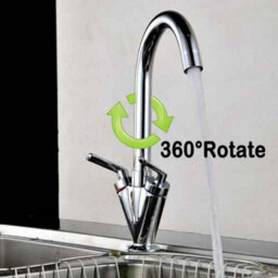Twin Lever Mixer Tap For Kitchen Bathroom Sink Faucet Sink Tap Hot & Cold Mixer Dual Levers Modern Design With Hoses - thumbnail 5