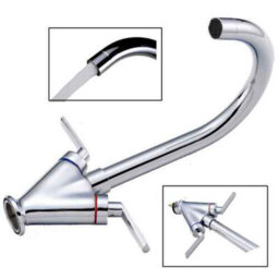 Twin Lever Mixer Tap For Kitchen Bathroom Sink Faucet Sink Tap Hot & Cold Mixer Dual Levers Modern Design With Hoses - thumbnail 7