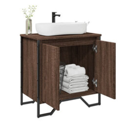 Berkfield Bathroom Sink Cabinet Brown Oak 60X35X60 Cm Engineered Wood