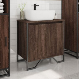 Berkfield Bathroom Sink Cabinet Brown Oak 60X35X60 Cm Engineered Wood - thumbnail 3