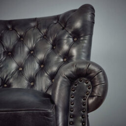 Elm Home And Products Real Genuine Leather High Back Wing Accent Arm Chair Queen Anne Grey 104Cm High X 85Cm Wide X 88Cm Deep - thumbnail 6