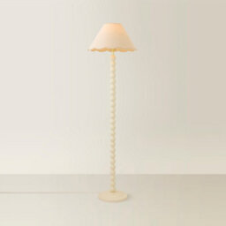 Valuelights Bobbin Natural Trim Linen Shade Cream Bobble Floor Lamp With Bulb - thumbnail 3