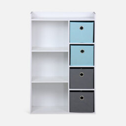 Sweeek - Children's Storage Unit With 4 Baskets Camille Blue 62X29.5X96 Cm - thumbnail 2