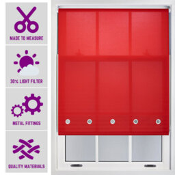 Red Daylight Roller Blind With Chrome Round Eyelets And Metal Fittings Cut To Size By Furnished - (W)150Cm X (L)210Cm