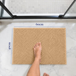 Aspire Homeware Quick Dry Chenille Bathmat Soft Water Absorbent Shower Mat Non-Slip Floor Mat, Beige (L)60Cm X (W)40Cm - thumbnail 6