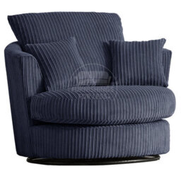 Furnishings For Less UK Luxor Jumbo Cord Navy Blue Fabric Single Seater 360 Degree Swivel Chair Sofa Accessory - thumbnail 1
