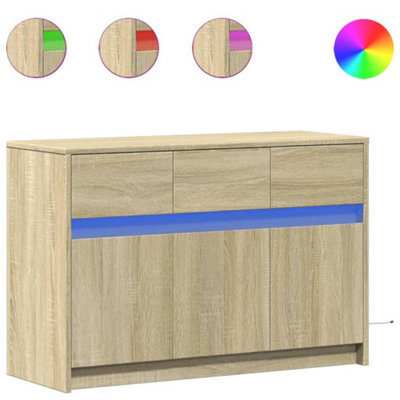 Berkfield Sturdy Tv Cabinet With Led Sonoma Oak 91X34X61 Cm Engineered Wood - image 1