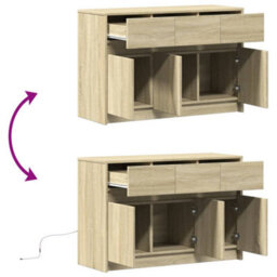 Berkfield Sturdy Tv Cabinet With Led Sonoma Oak 91X34X61 Cm Engineered Wood - thumbnail 9