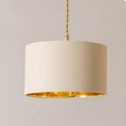 Valuelights Reni Natural & Gold Drum Shade 3 Drop Bar Brushed Gold Diner Ceiling Light - thumbnail 4