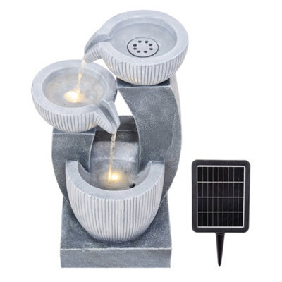 Living And Home 3-Tier Solar-Powered Water Fountain With Modern Linear Design Outdoor Gardening Decor 46Cm(H) - image 1