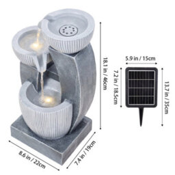 Living And Home 3-Tier Solar-Powered Water Fountain With Modern Linear Design Outdoor Gardening Decor 46Cm(H) - thumbnail 9