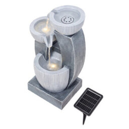 Living And Home 3-Tier Solar-Powered Water Fountain With Modern Linear Design Outdoor Gardening Decor 46Cm(H) - thumbnail 2