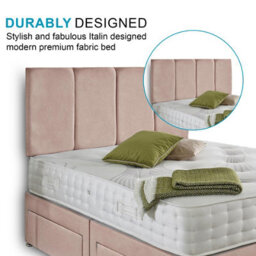 Dining Tables Zanzibar Headboard Divan Set , 2 Drawer On Same Side With Sprung 1500 Comfort Mattress- Plush Pink Pale - King - thumbnail 3