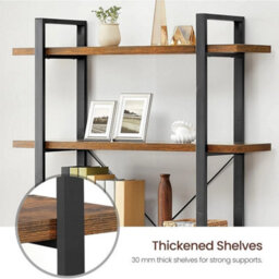 Rustic Brown & Black 5-Tier Bookcase For Modern Interiors - 177.5 Cm High - thumbnail 3